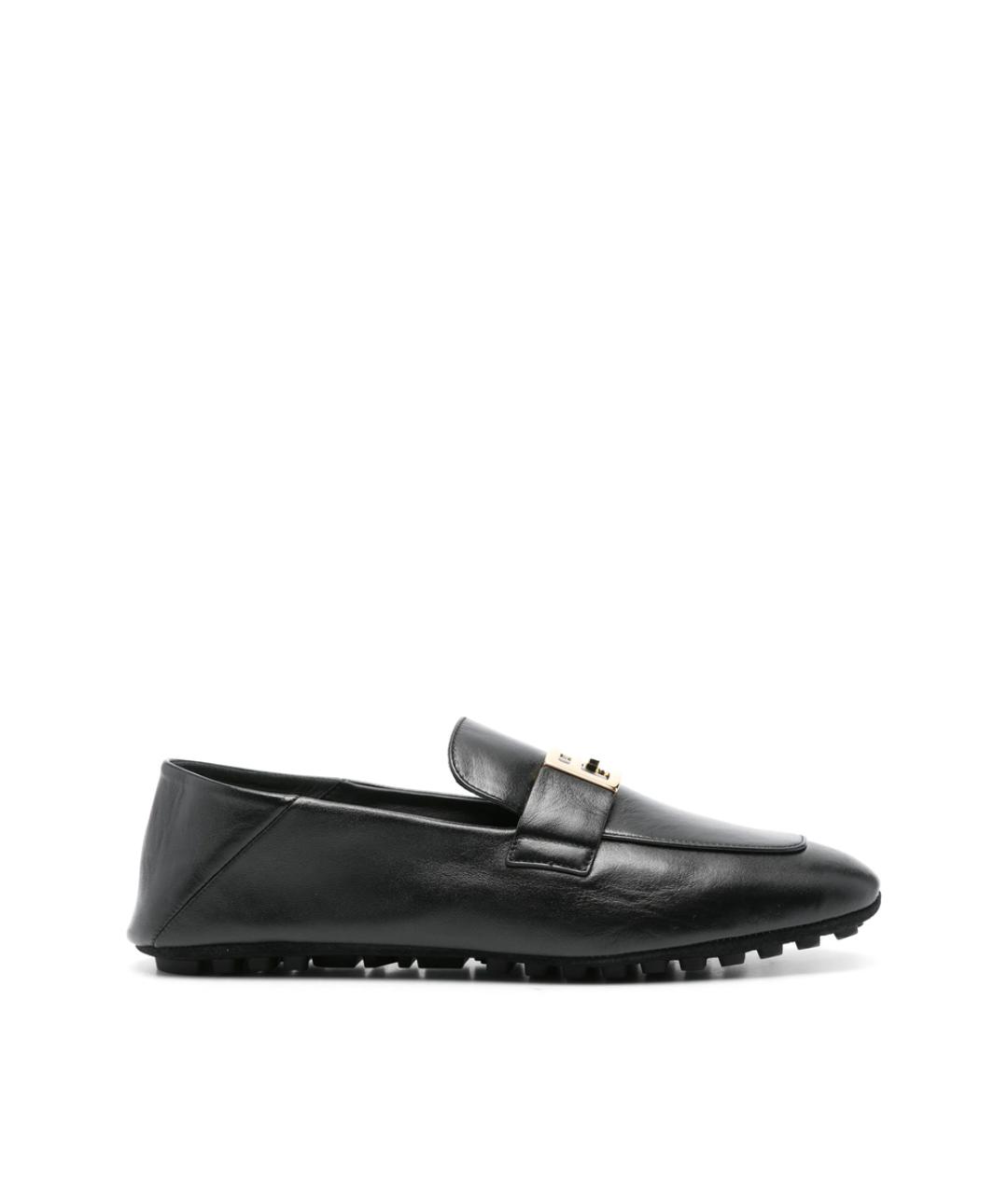 FENDI Черные кожаные лоферы, фото 1