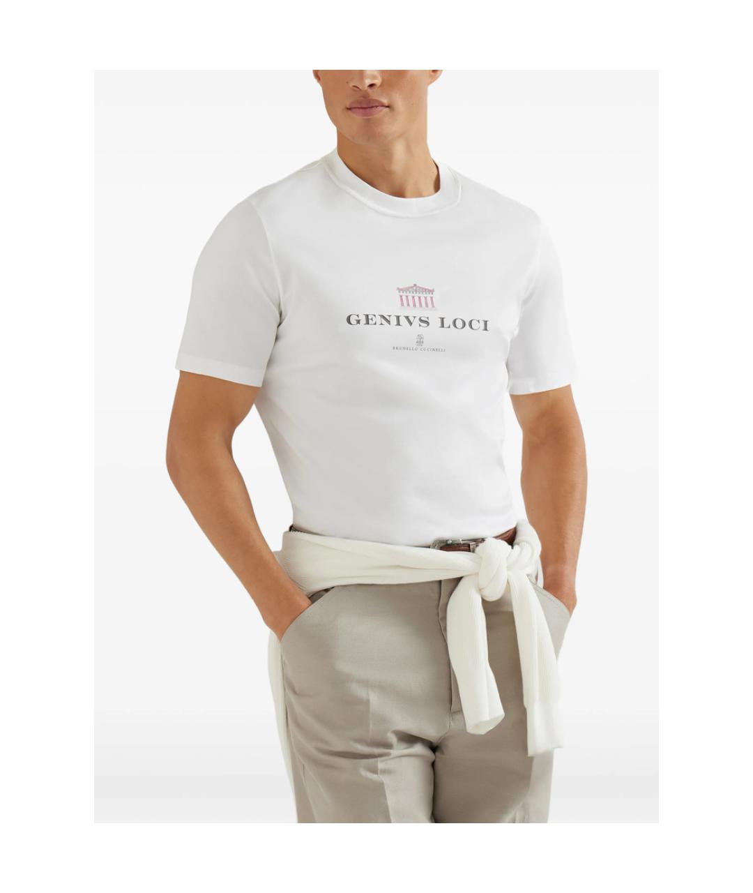 BRUNELLO CUCINELLI Белая хлопковая футболка, фото 5