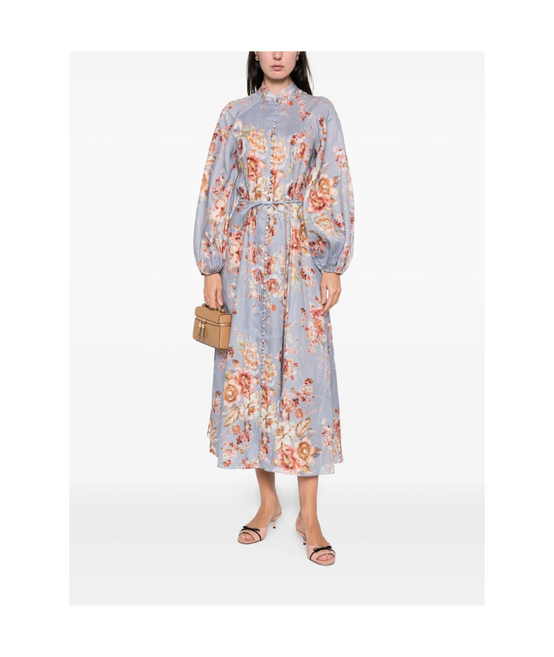 ZIMMERMANN Голубое льняное повседневное платье, фото 3
