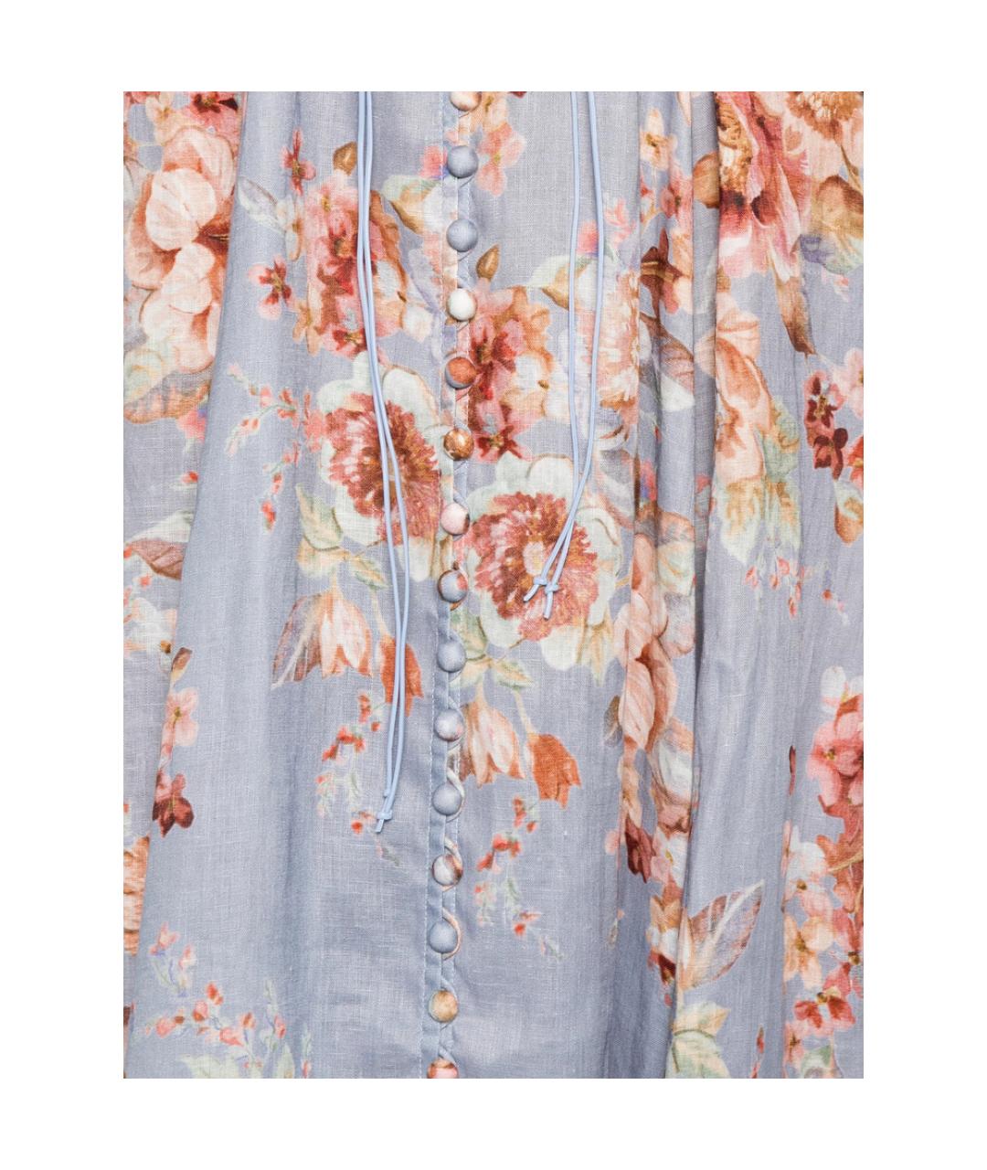 ZIMMERMANN Голубое льняное повседневное платье, фото 4