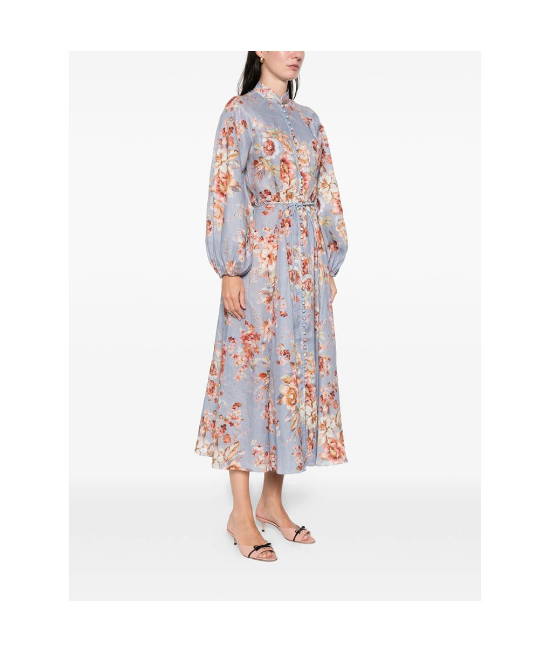 ZIMMERMANN Голубое льняное повседневное платье, фото 5