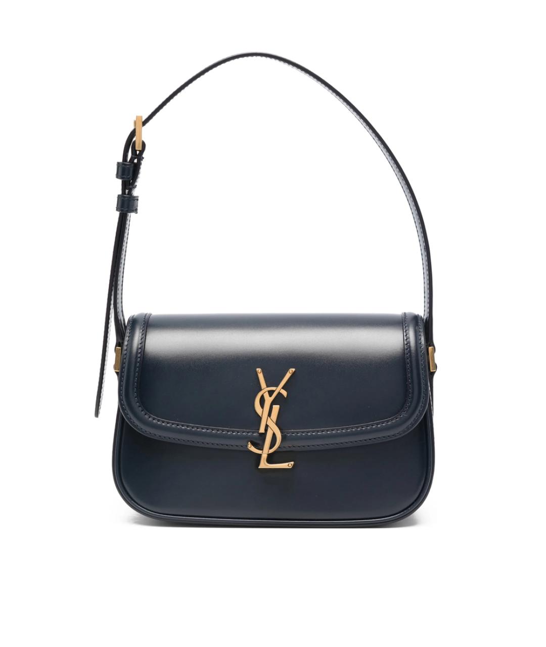 SAINT LAURENT Темно-синяя кожаная сумка через плечо, фото 1