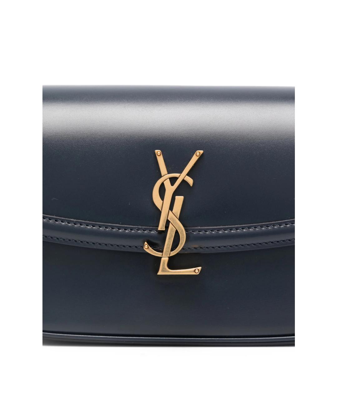 SAINT LAURENT Темно-синяя кожаная сумка через плечо, фото 4