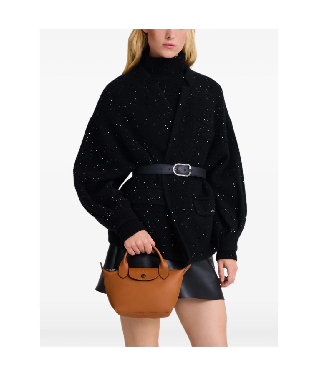 LONGCHAMP Коричневая кожаная сумка с короткими ручками, фото 6
