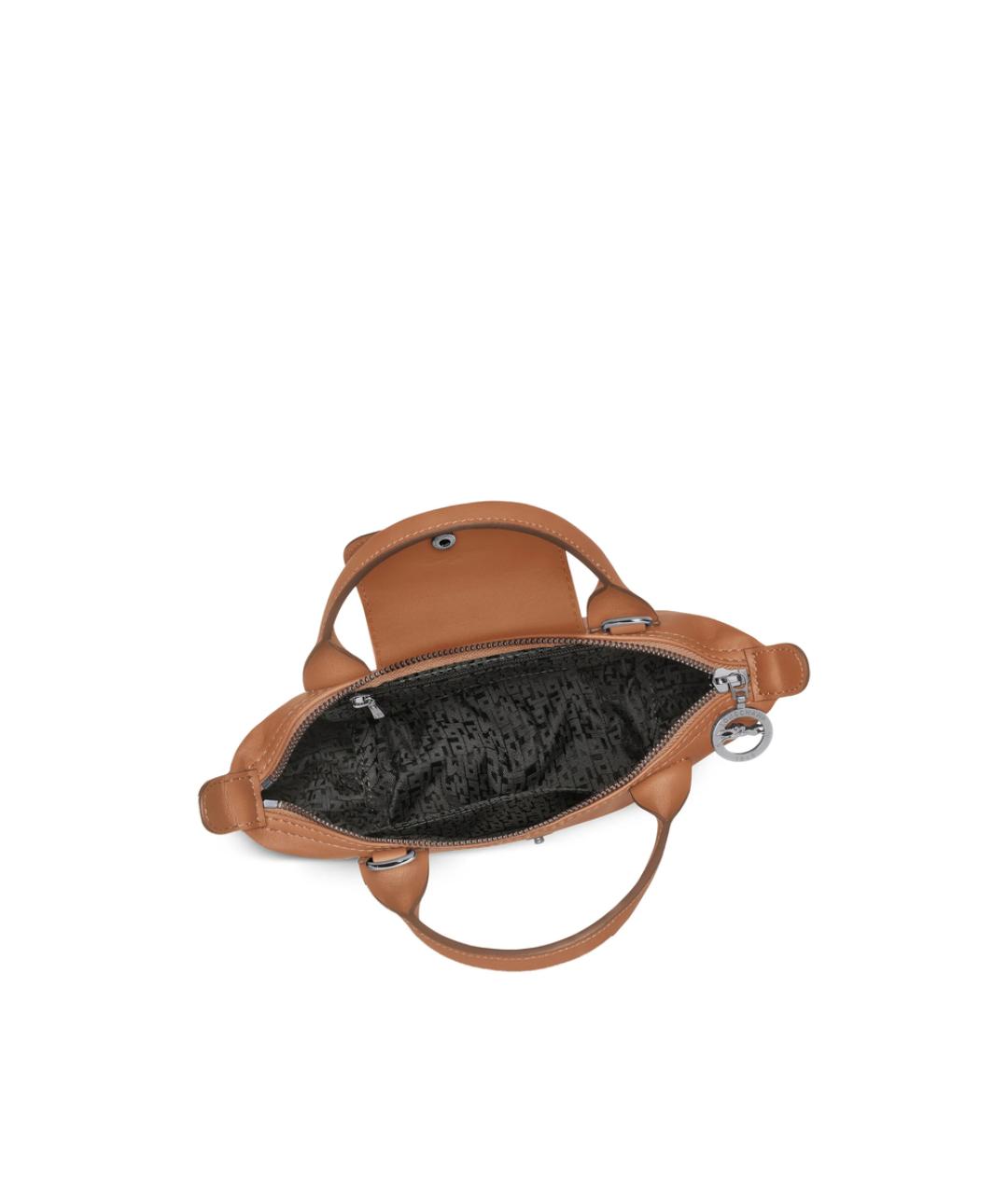 LONGCHAMP Коричневая кожаная сумка с короткими ручками, фото 4