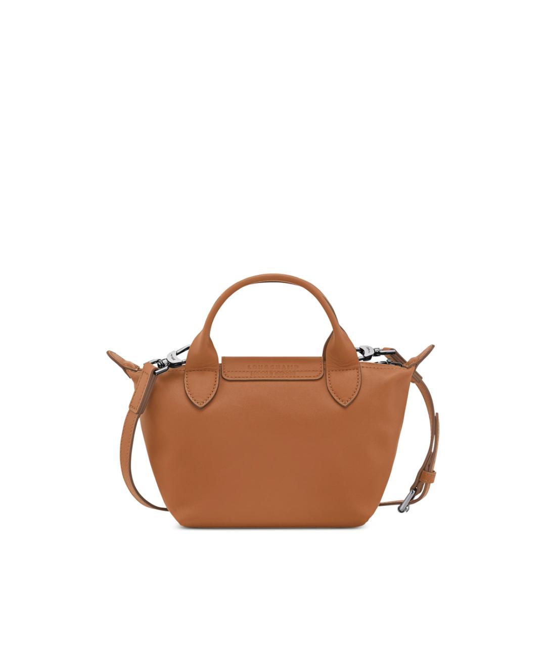 LONGCHAMP Коричневая кожаная сумка с короткими ручками, фото 3