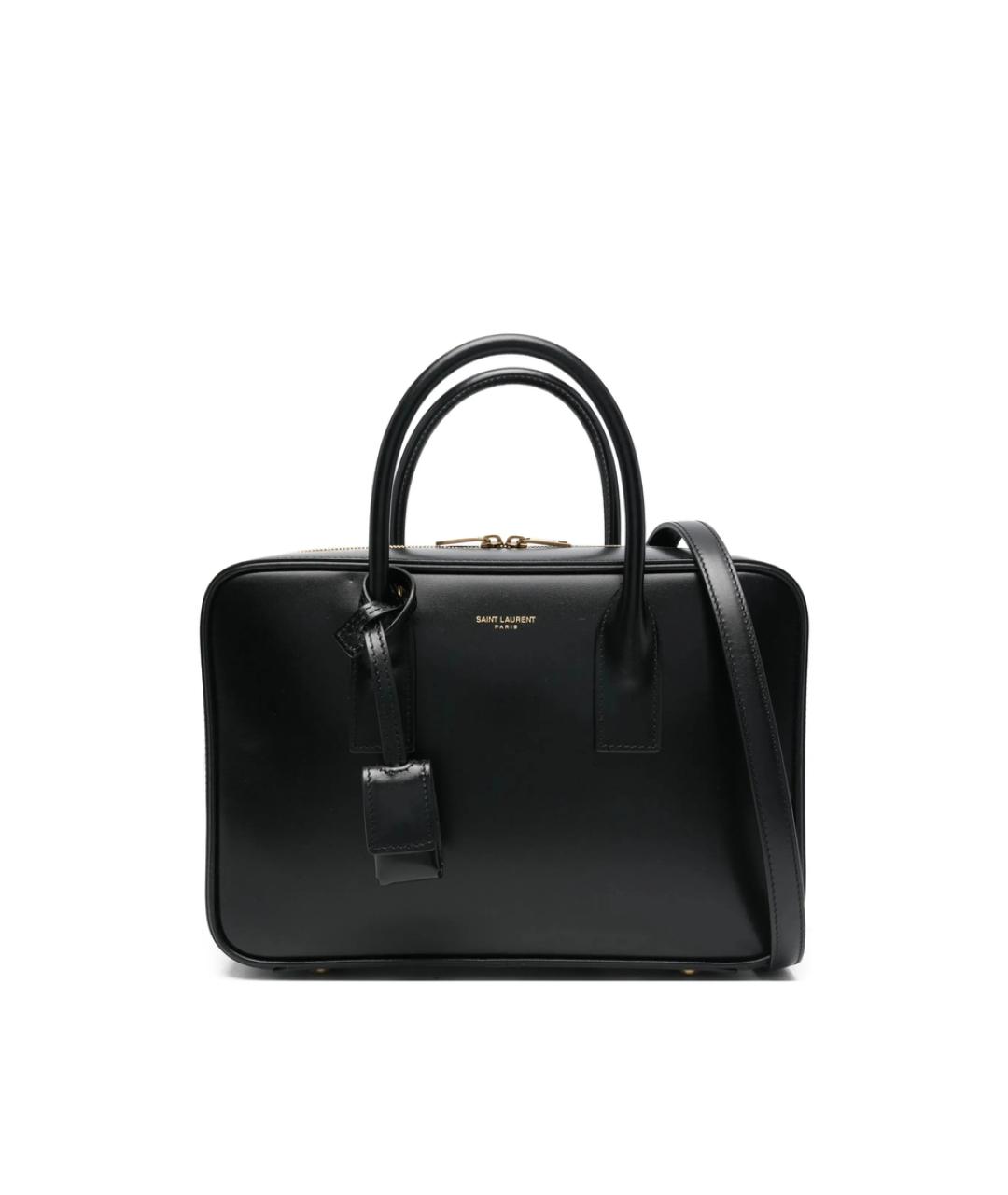 SAINT LAURENT Черная кожаная сумка тоут, фото 1