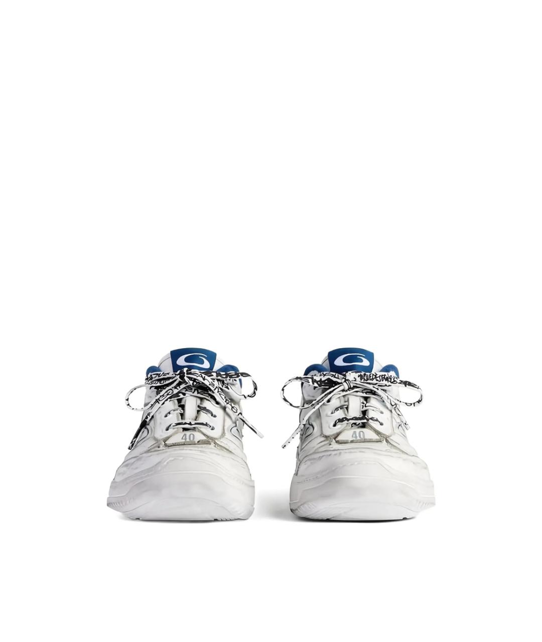 BALENCIAGA Белые кожаные низкие кроссовки / кеды, фото 4