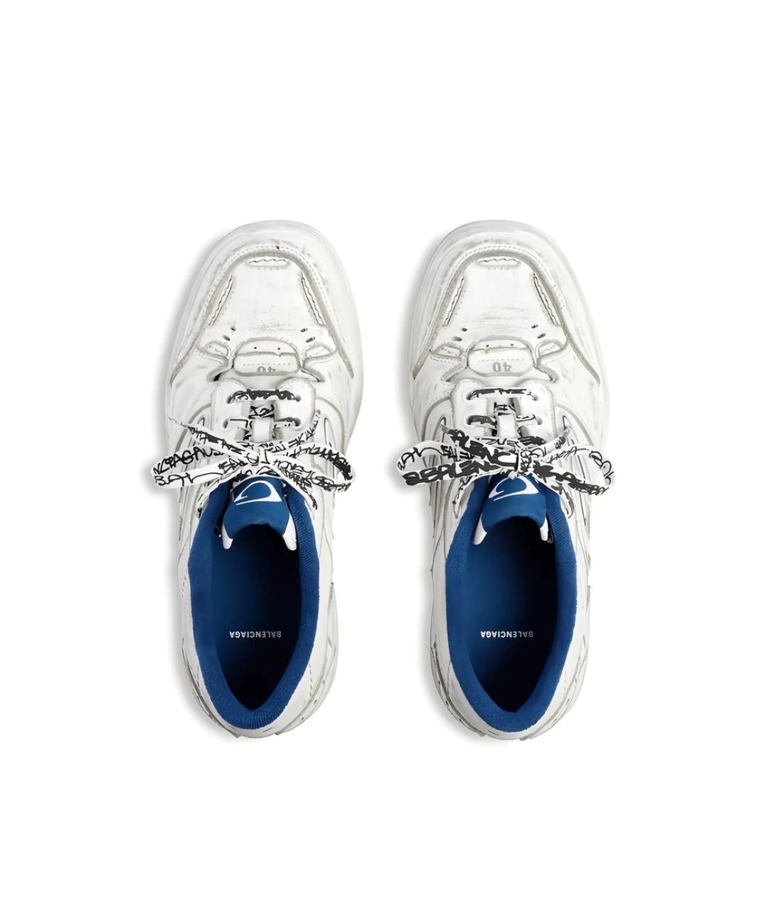 BALENCIAGA Белые кожаные низкие кроссовки / кеды, фото 5
