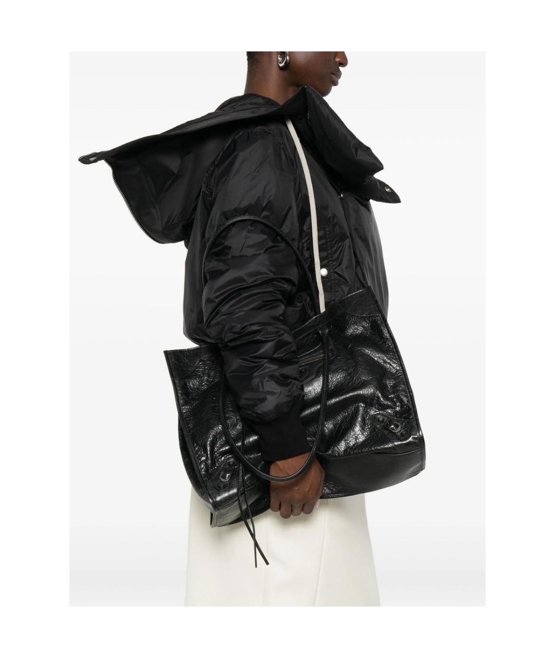 BALENCIAGA Черная кожаная сумка тоут, фото 2