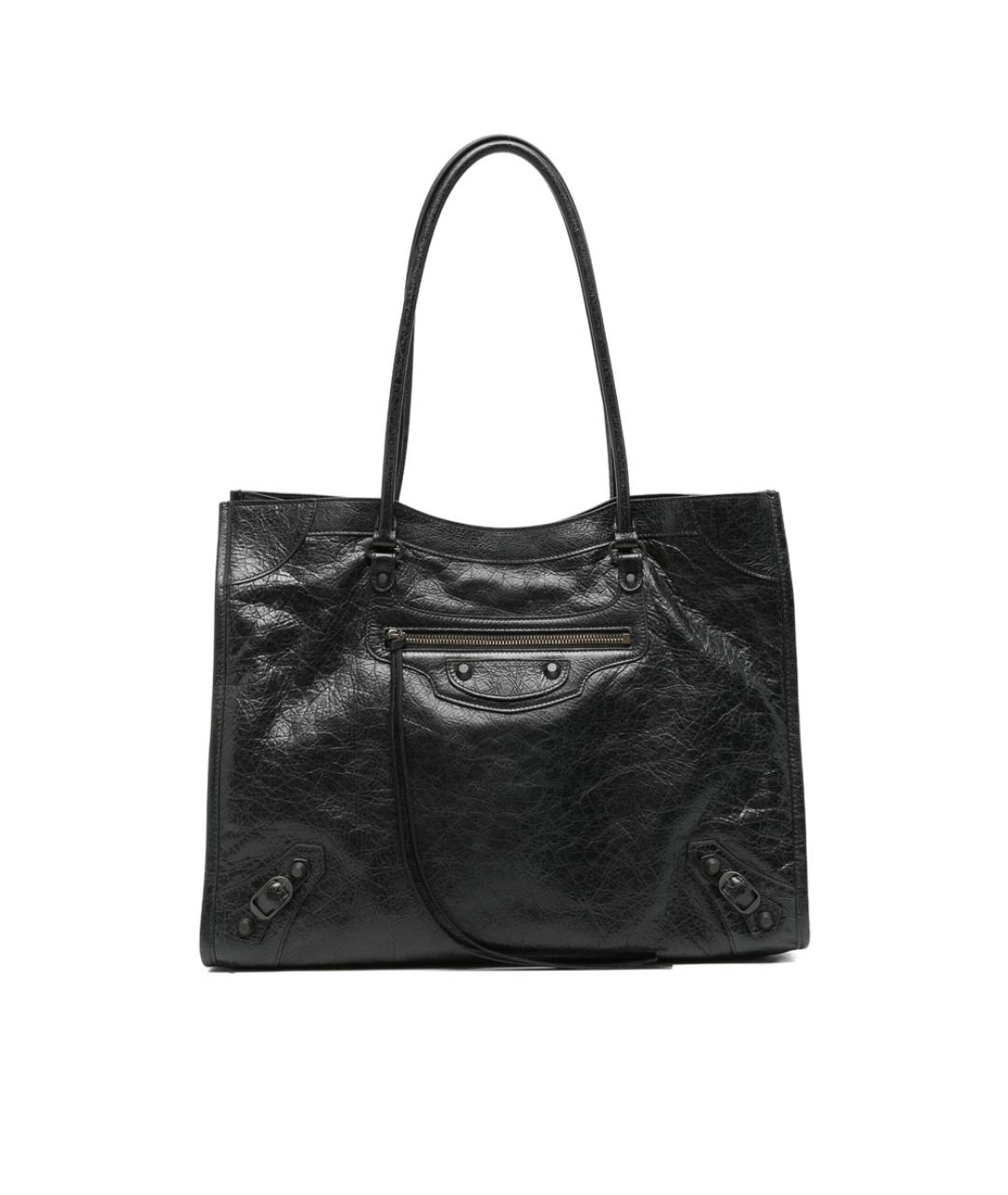 BALENCIAGA Черная кожаная сумка тоут, фото 1