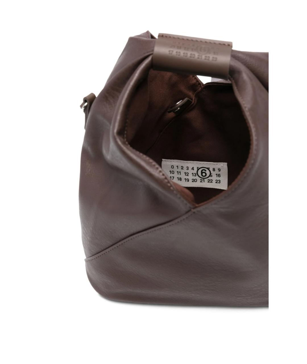 MM6 MAISON MARGIELA Коричневая кожаная сумка с короткими ручками, фото 5