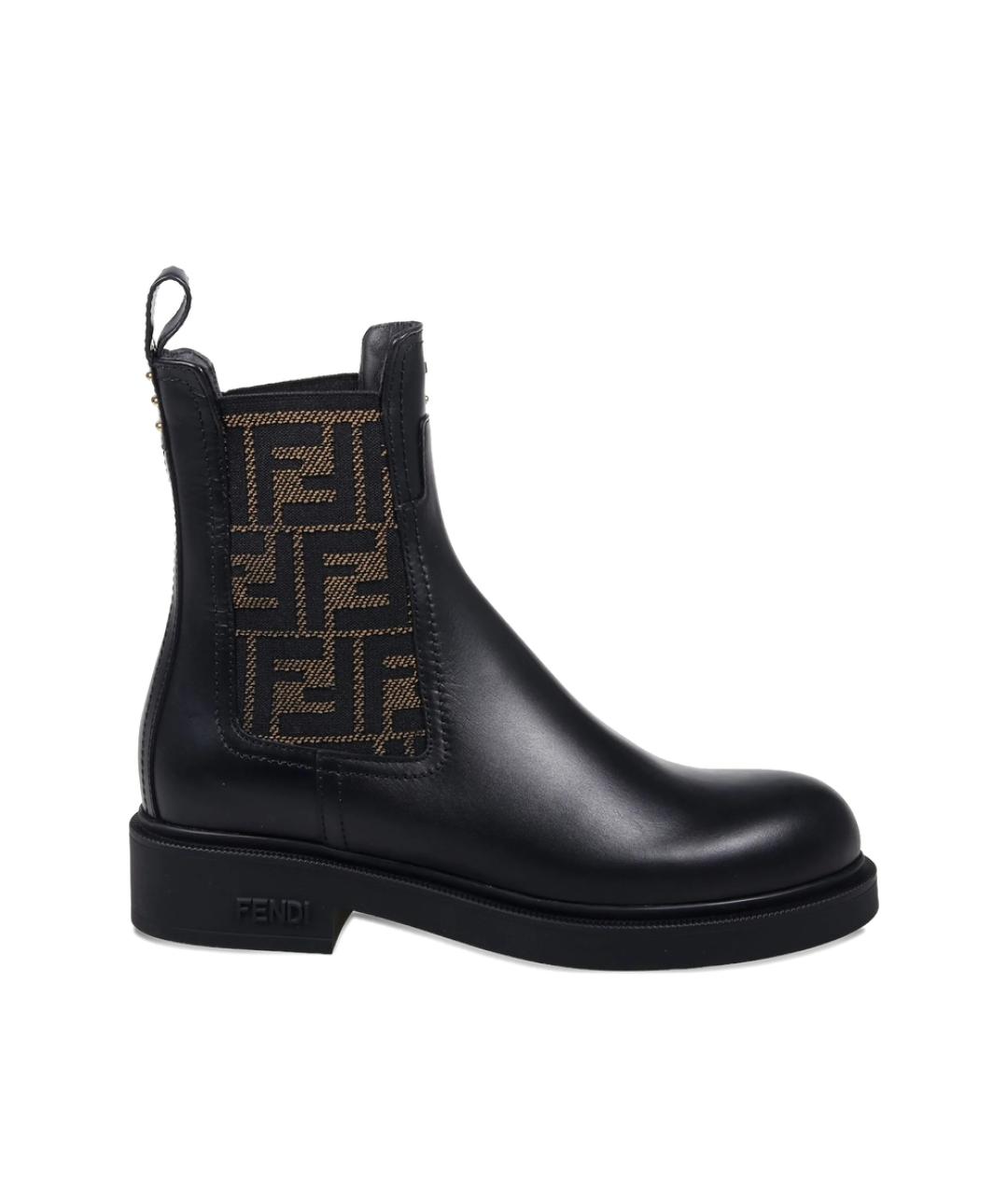 FENDI Черные кожаные ботинки, фото 1