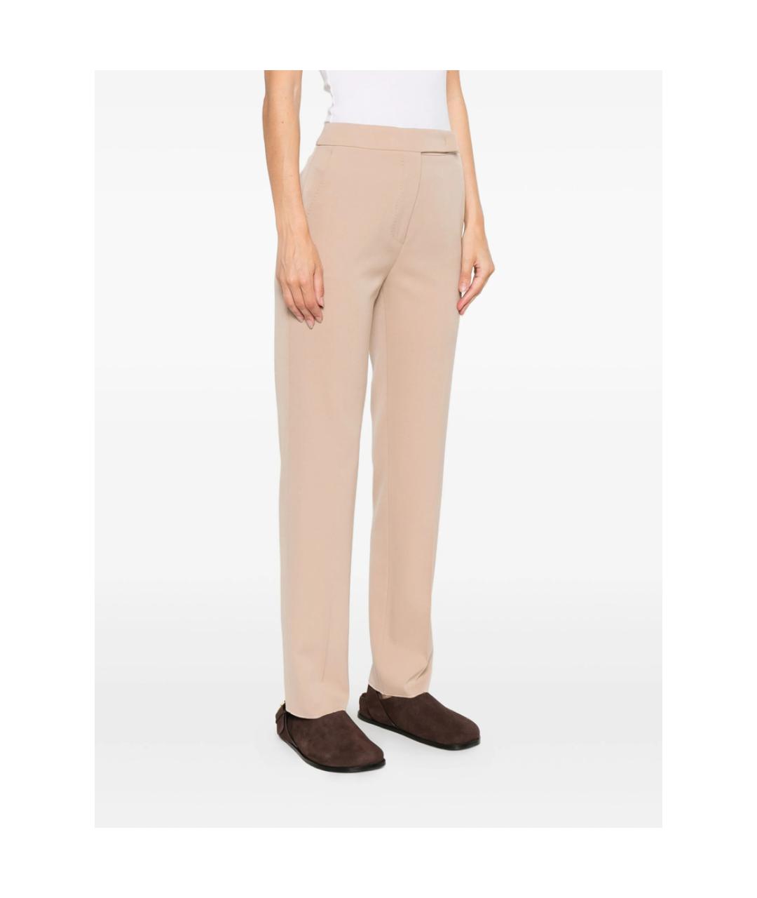 MAX MARA Розовые шерстяные брюки узкие, фото 3
