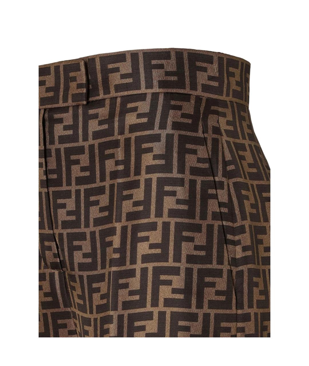 FENDI Коричневые шелковые брюки широкие, фото 3