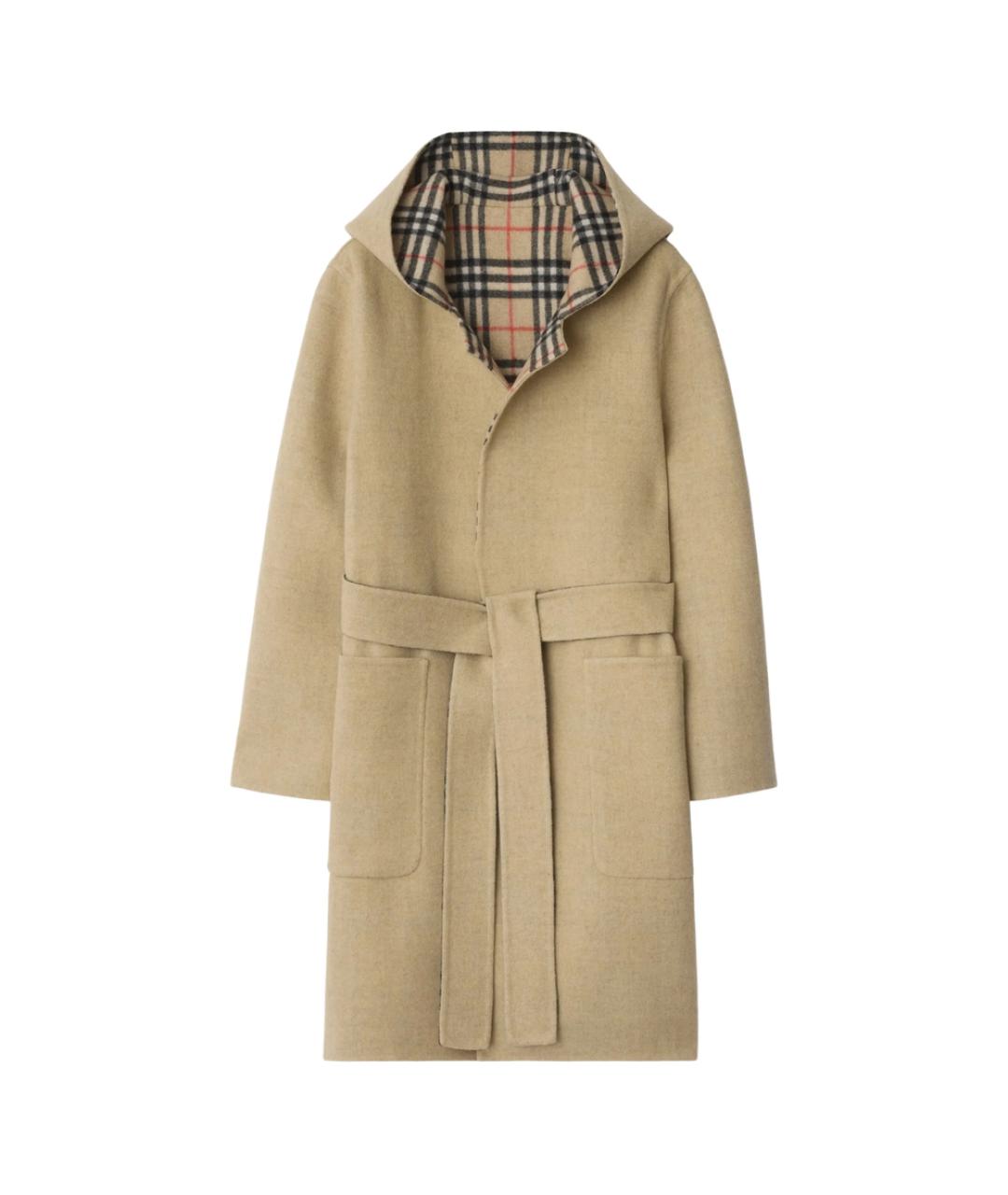 BURBERRY Бежевое шерстяное пальто, фото 1