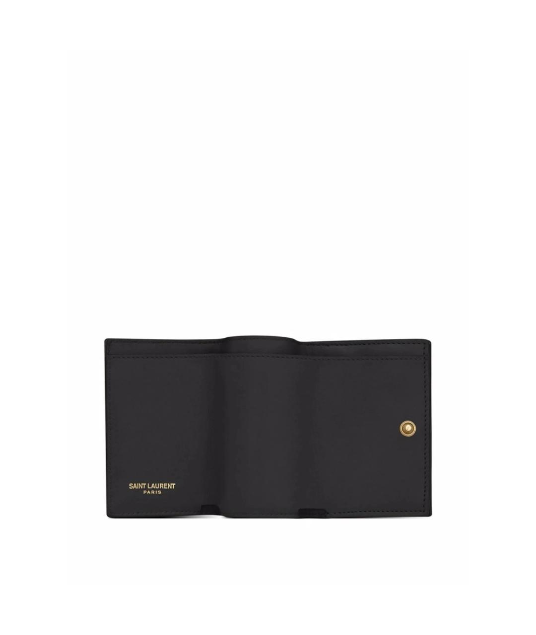 SAINT LAURENT Черный кожаный кошелек, фото 3