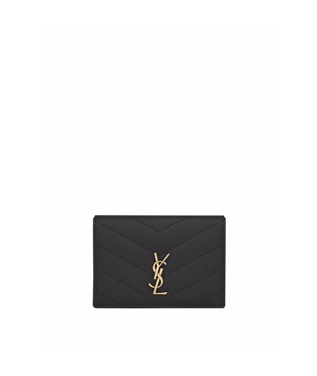 SAINT LAURENT Черный кожаный кошелек, фото 1