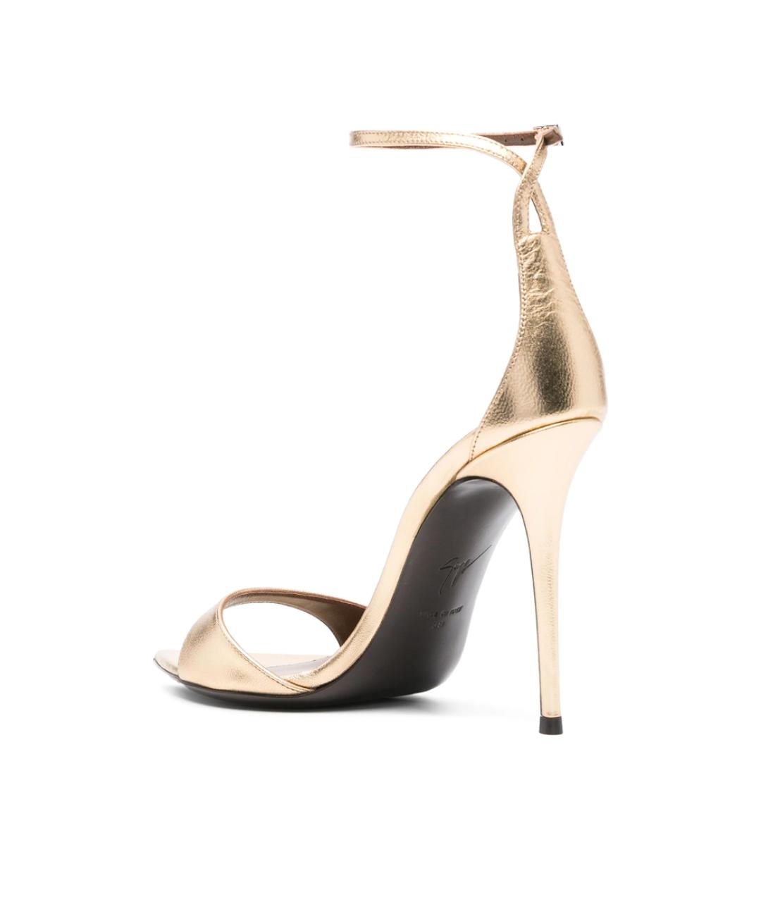 GIUSEPPE ZANOTTI DESIGN Золотые кожаные босоножки, фото 4
