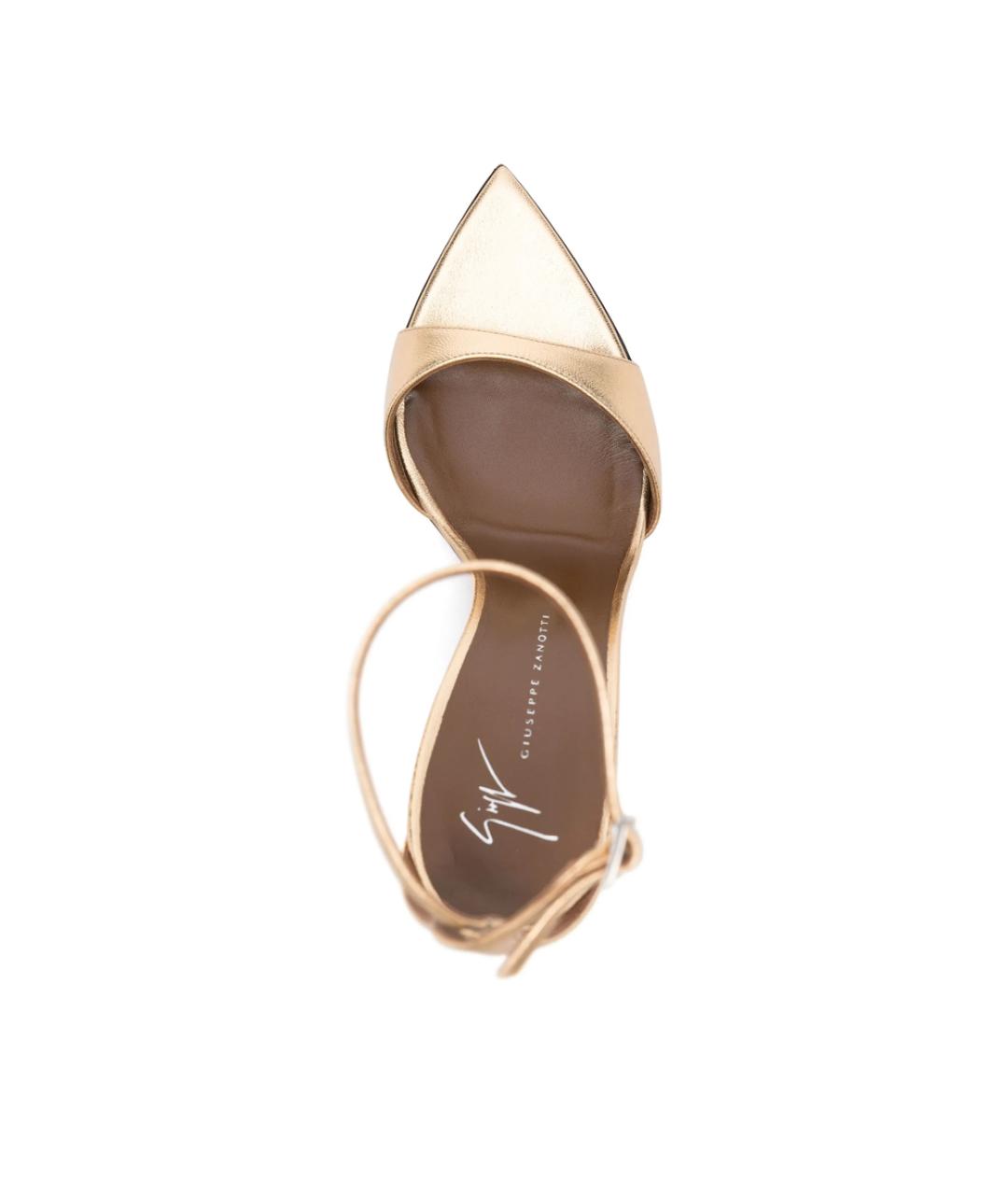 GIUSEPPE ZANOTTI DESIGN Золотые кожаные босоножки, фото 3