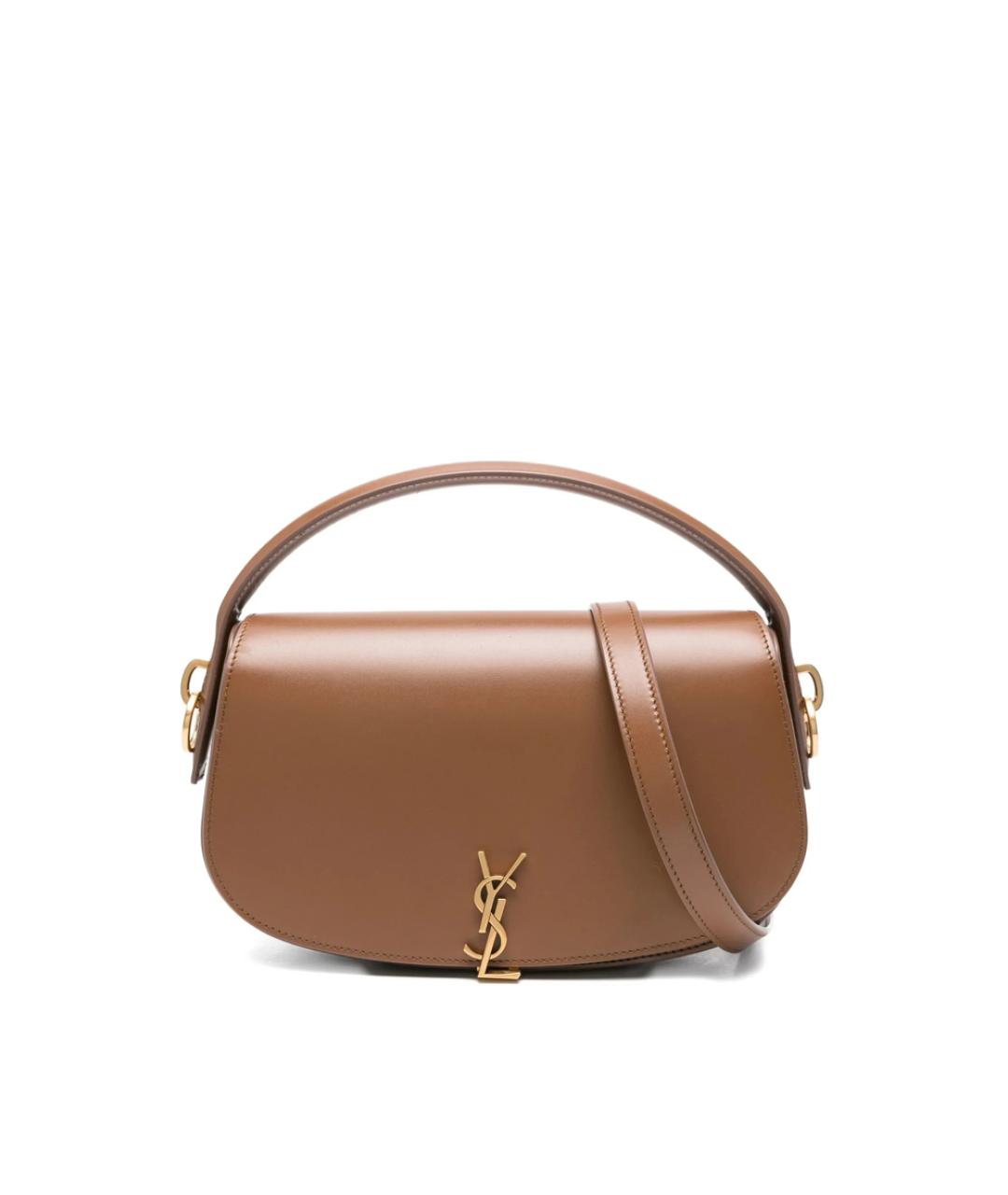 SAINT LAURENT Коричневая кожаная сумка через плечо, фото 1