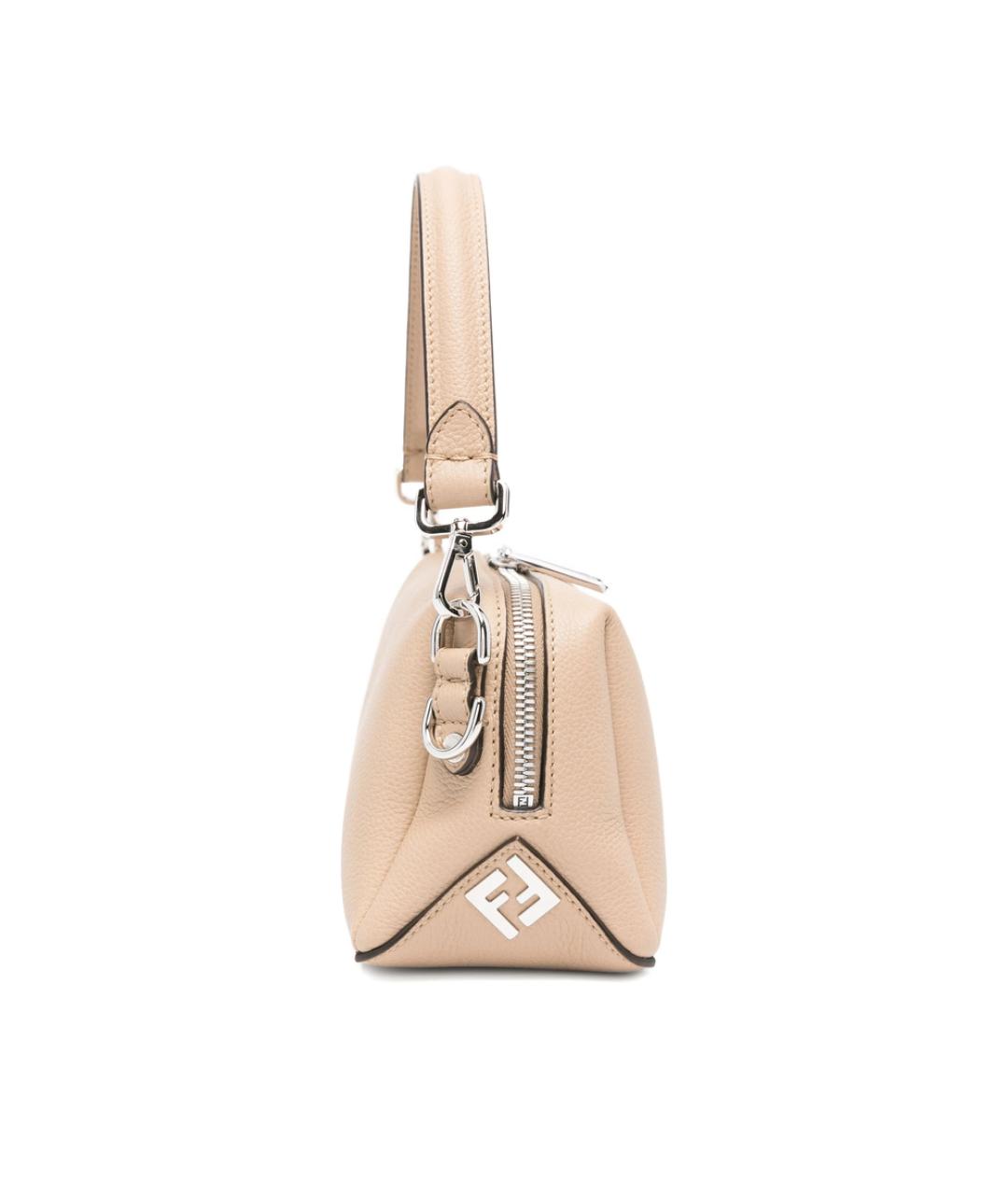 FENDI Бежевая кожаная сумка на плечо, фото 4
