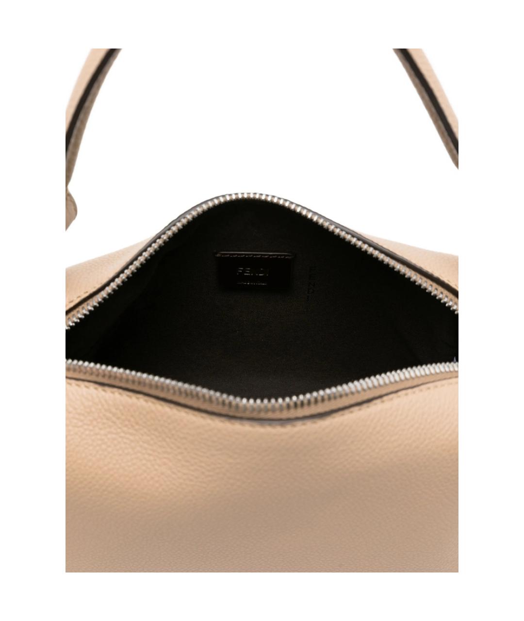 FENDI Бежевая кожаная сумка на плечо, фото 3