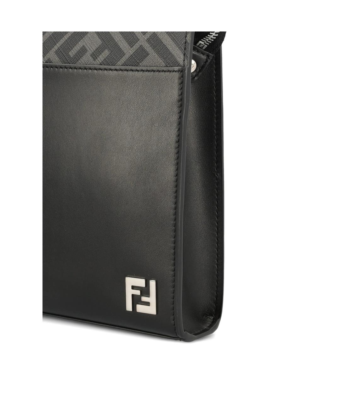 FENDI Черная кожаная барсетка, фото 2
