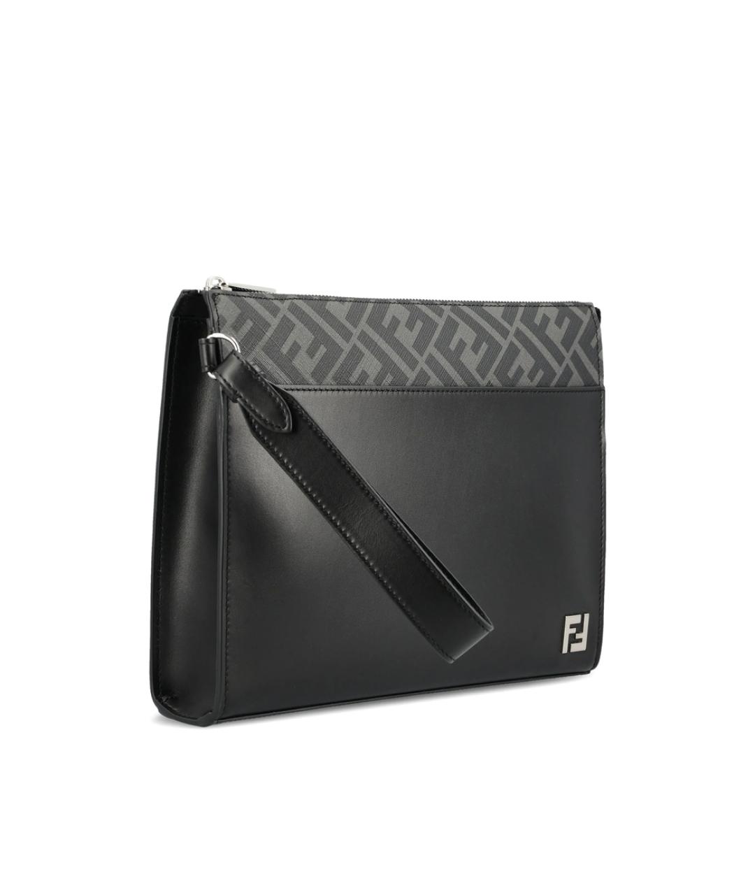 FENDI Черная кожаная барсетка, фото 4