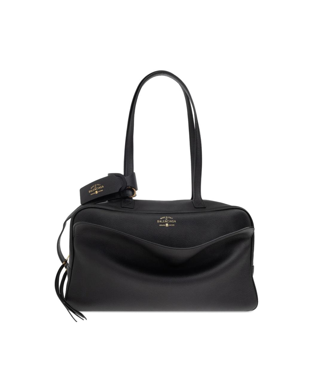 BALENCIAGA Черная кожаная сумка тоут, фото 1