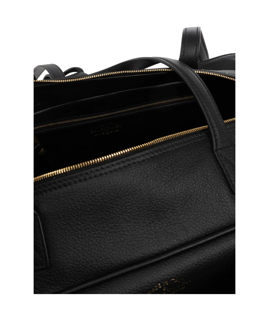 BALENCIAGA Черная кожаная сумка тоут, фото 5