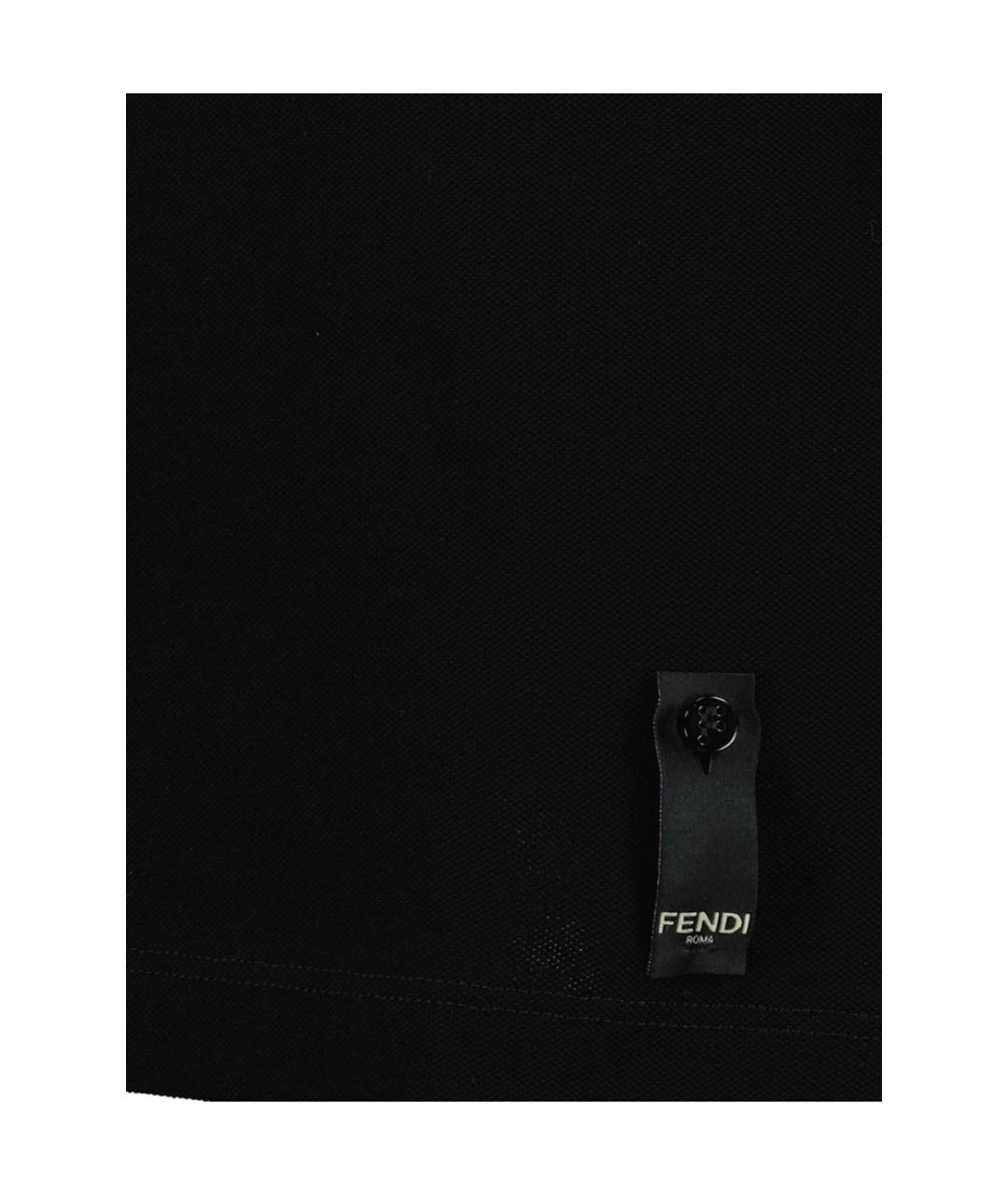FENDI Черное хлопковое поло с коротким рукавом, фото 4