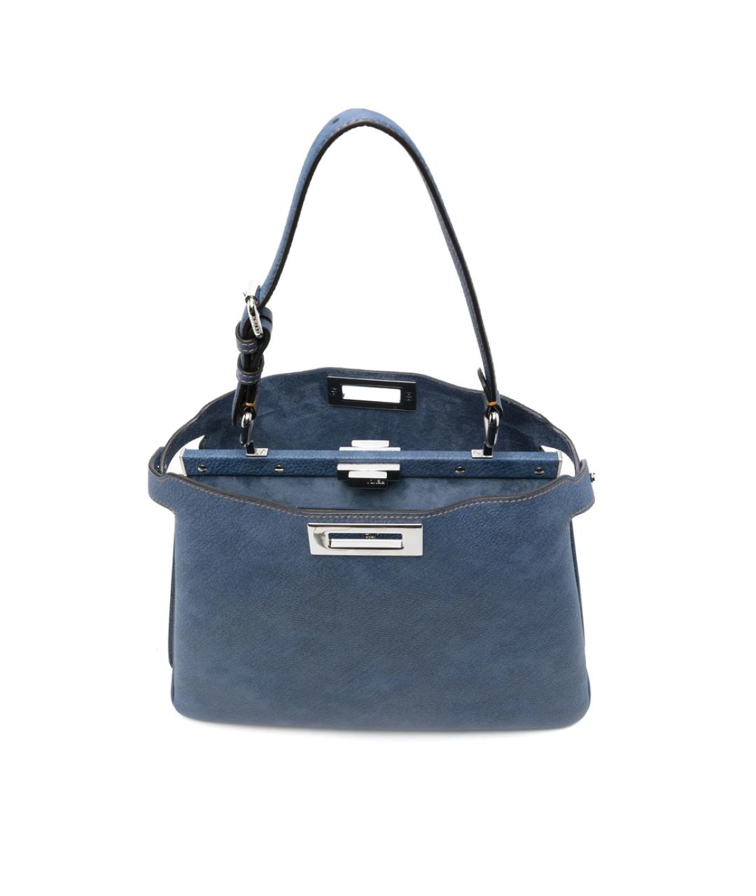 FENDI Синяя кожаная сумка тоут, фото 3