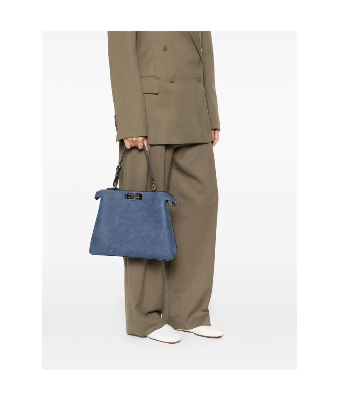FENDI Синяя кожаная сумка тоут, фото 5