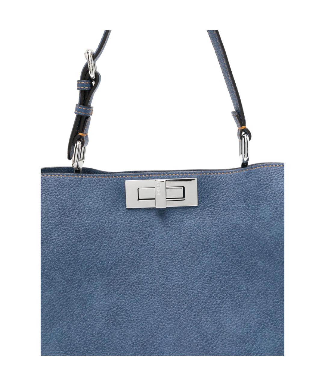 FENDI Синяя кожаная сумка тоут, фото 2