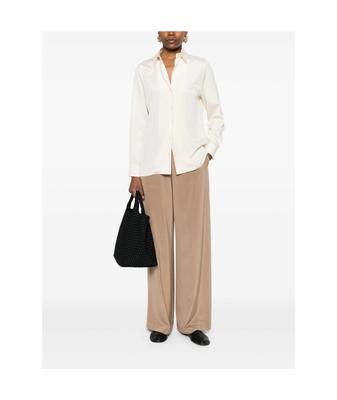 MAX MARA Бежевые шелковые брюки широкие, фото 5