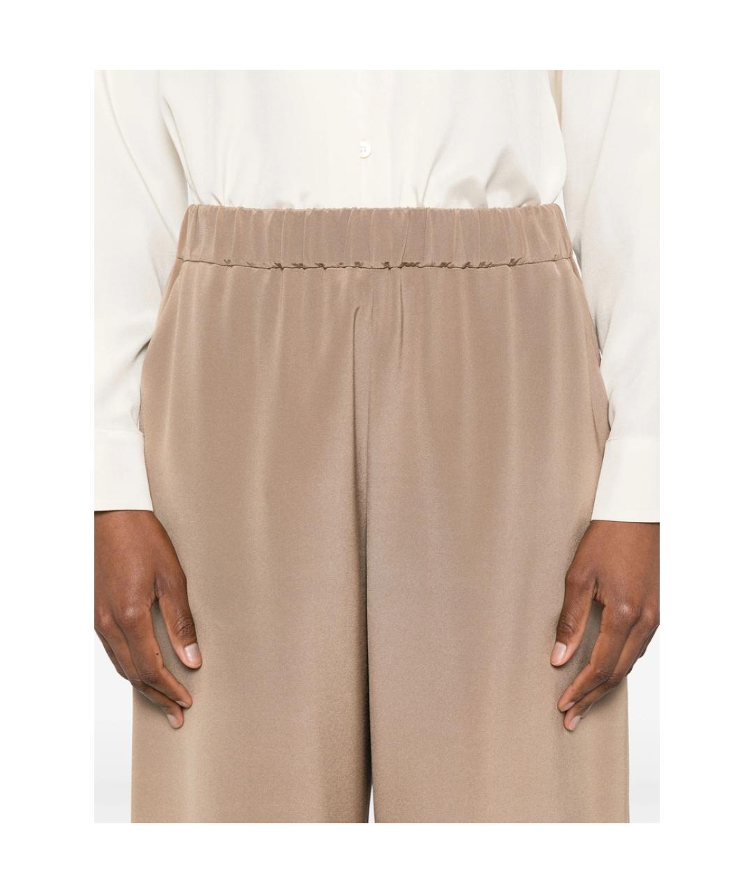 MAX MARA Бежевые шелковые брюки широкие, фото 4