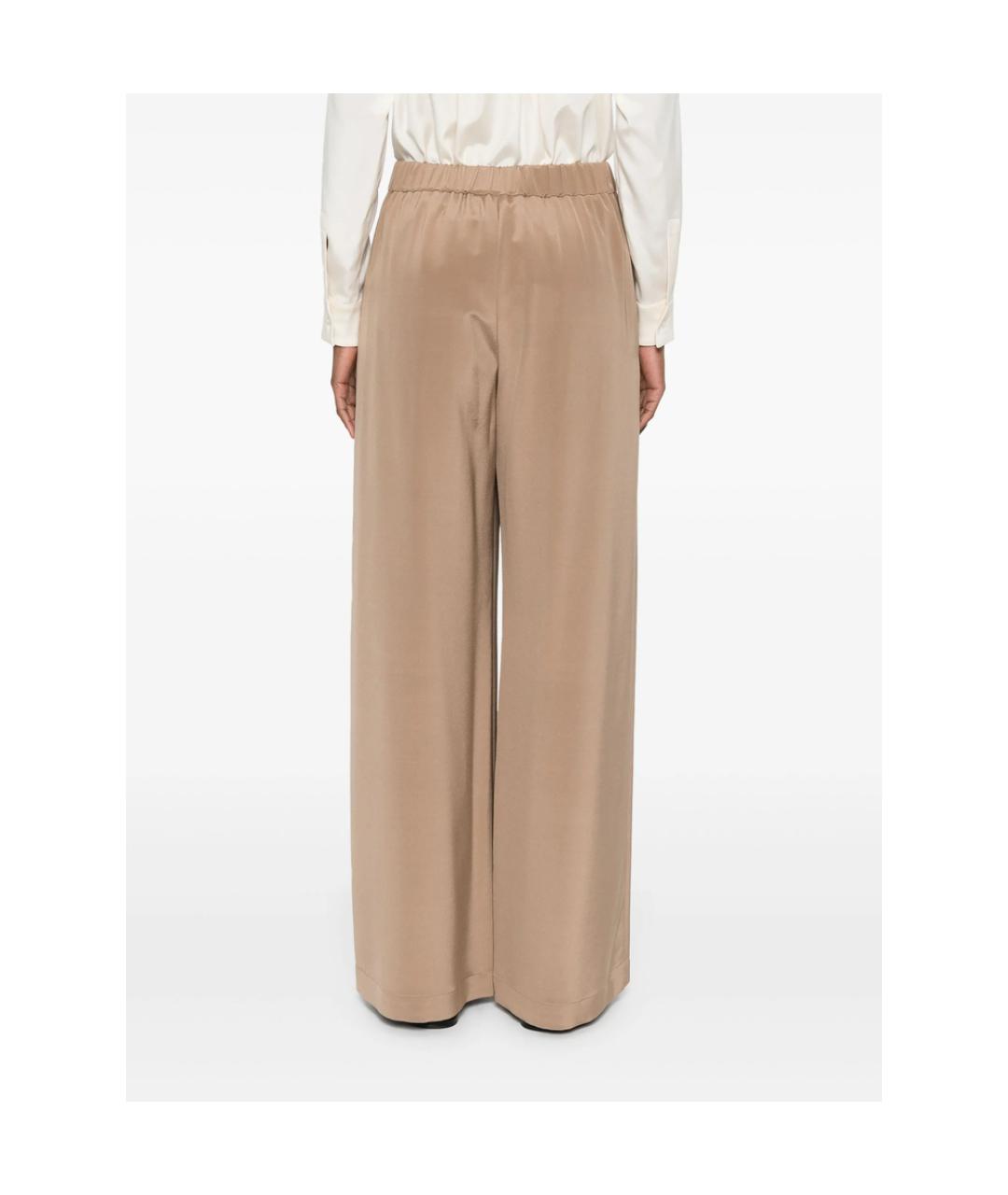 MAX MARA Бежевые шелковые брюки широкие, фото 2