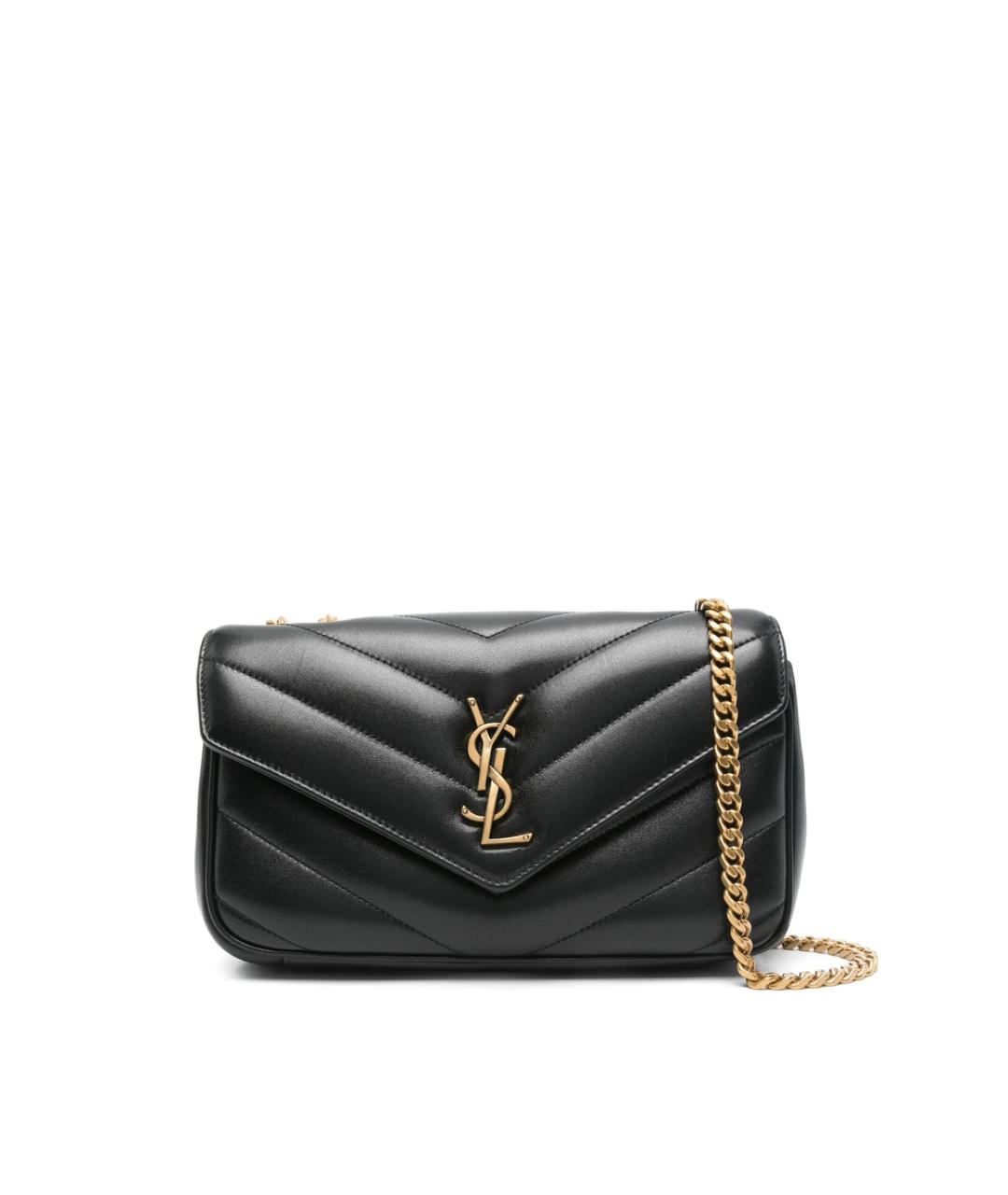 SAINT LAURENT Черная кожаная сумка через плечо, фото 1
