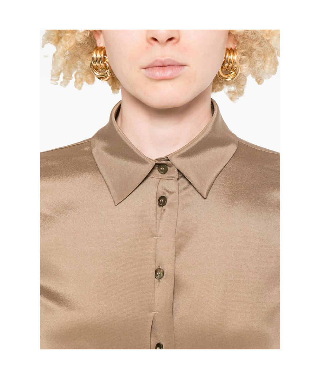 MAX MARA Коричневая шелковая рубашка, фото 5