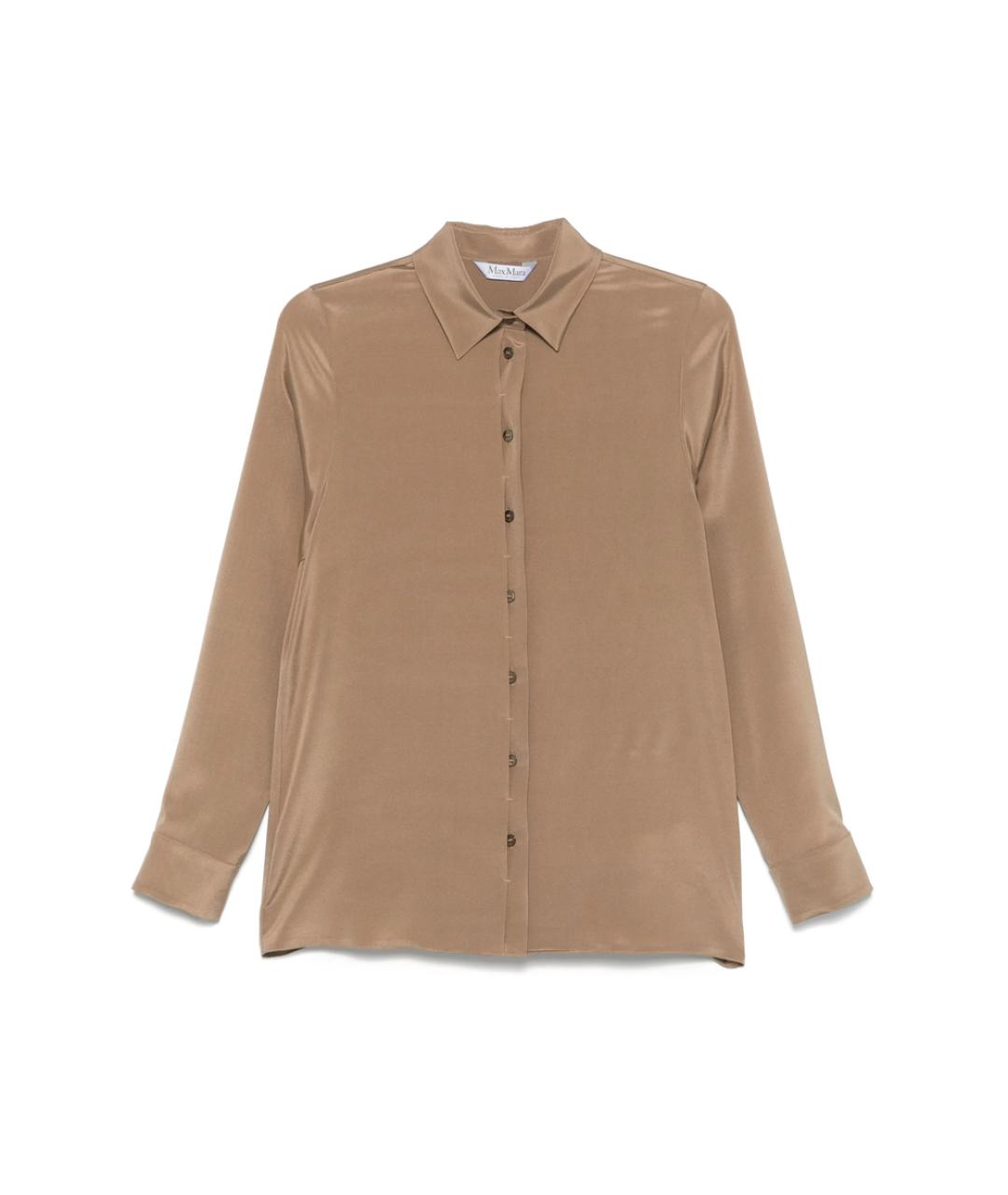 MAX MARA Коричневая шелковая рубашка, фото 1