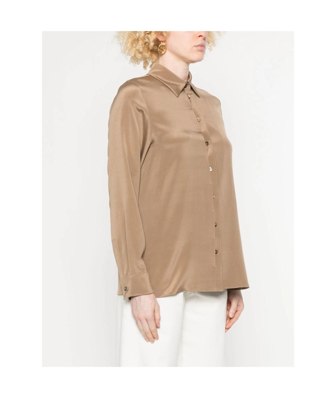 MAX MARA Коричневая шелковая рубашка, фото 2