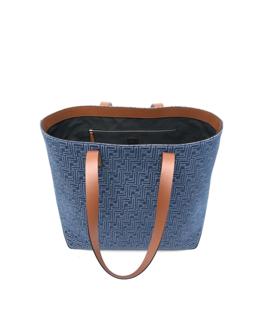 FENDI Синяя тканевая сумка тоут, фото 4