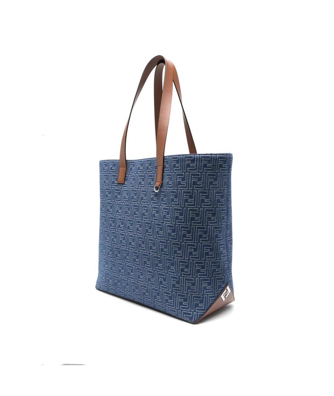 FENDI Синяя тканевая сумка тоут, фото 2