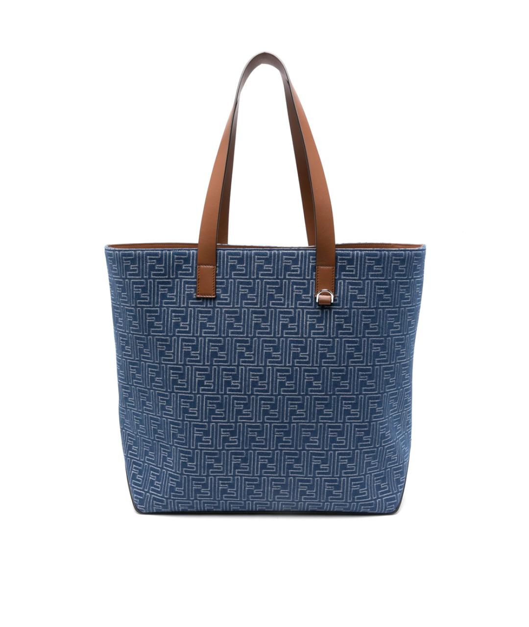 FENDI Синяя тканевая сумка тоут, фото 1