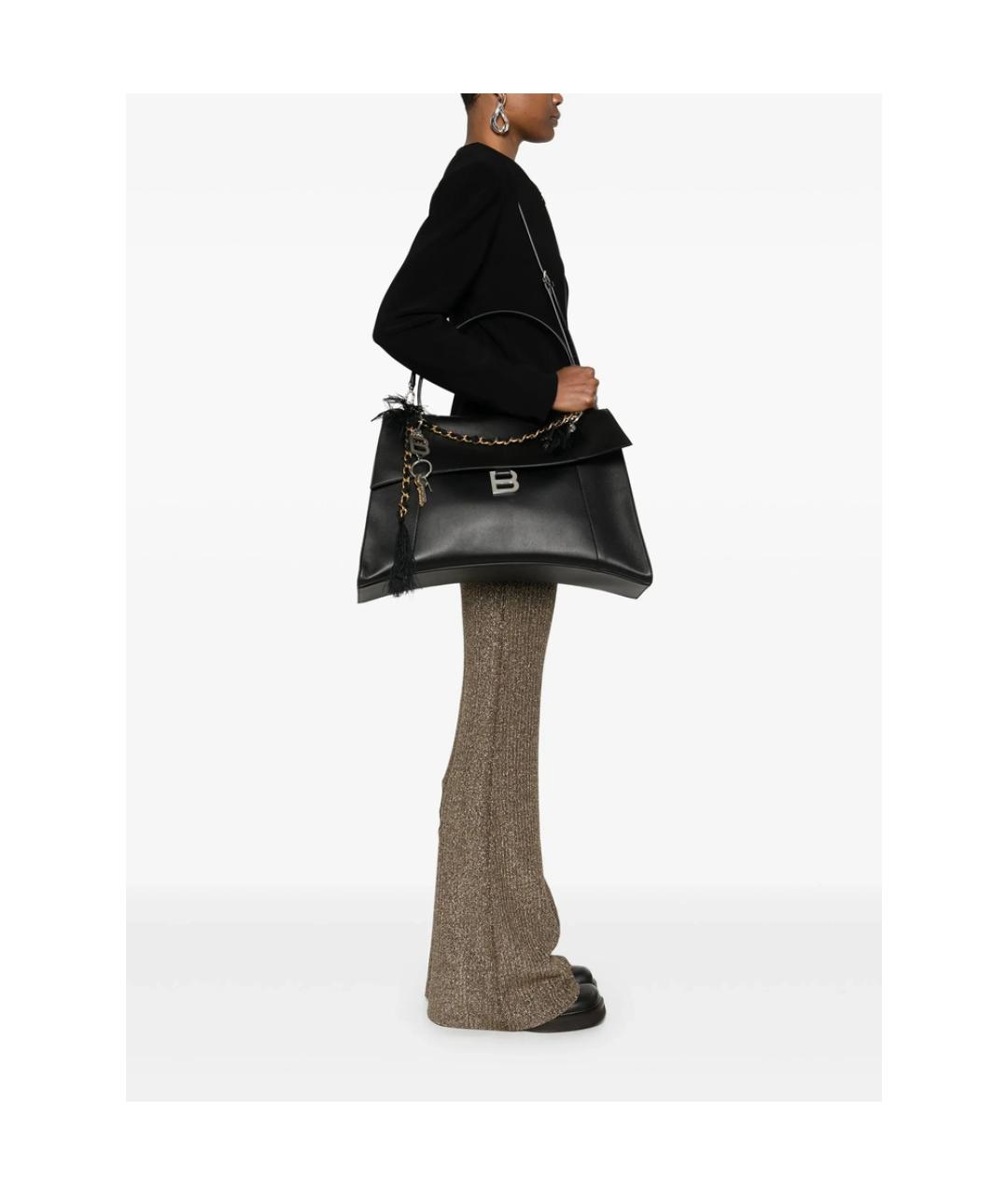 BALENCIAGA Черная кожаная сумка через плечо, фото 3