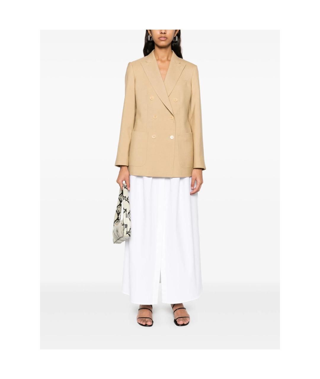 MAX MARA Бежевый полиэстеровый жакет/пиджак, фото 4