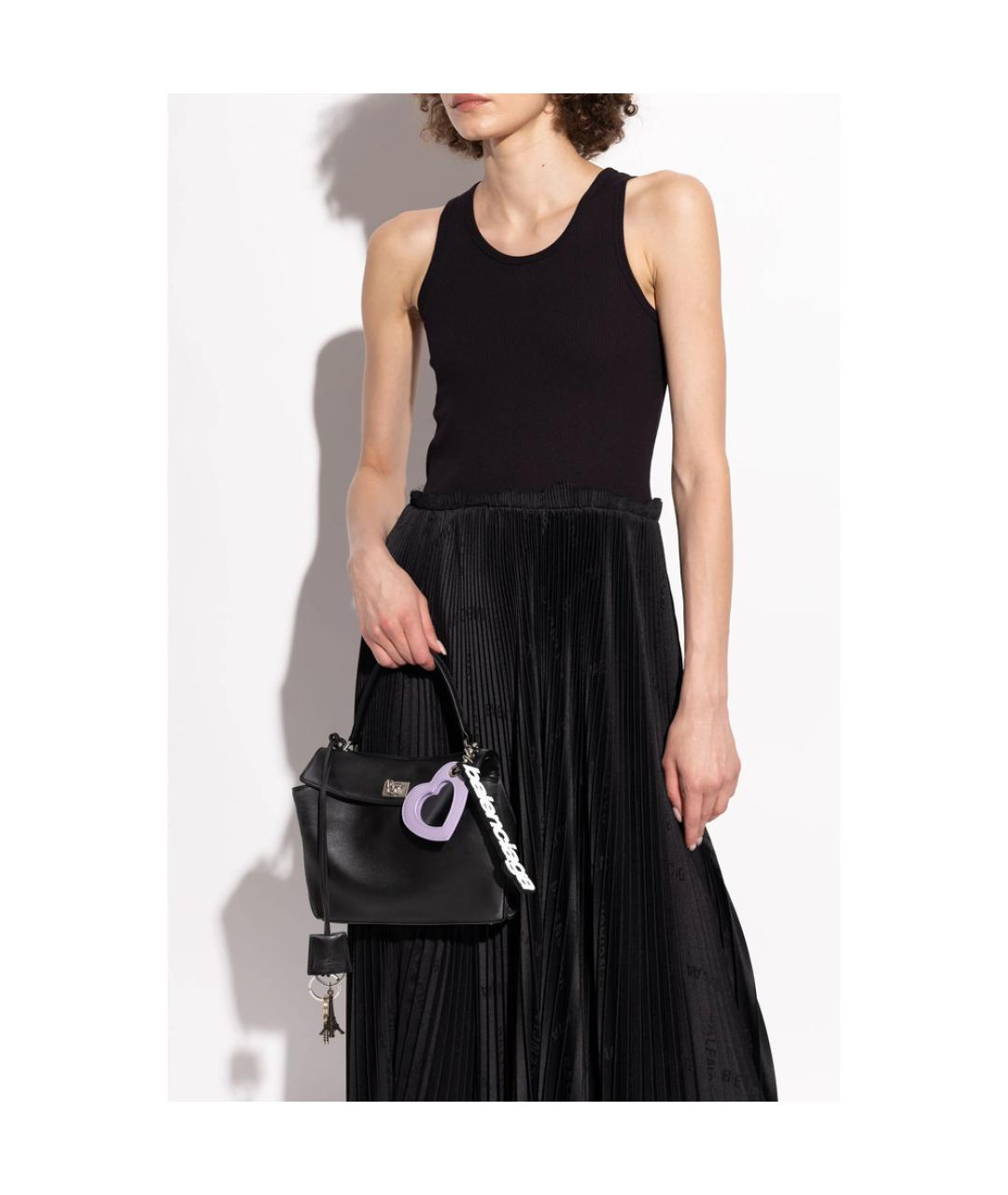 BALENCIAGA Черная кожаная сумка тоут, фото 2