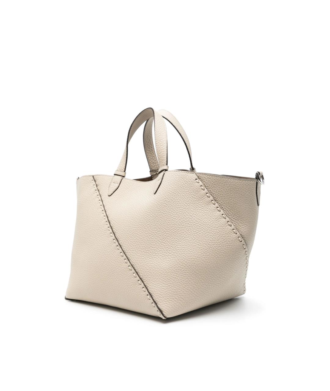 FENDI Бежевая кожаная сумка тоут, фото 4