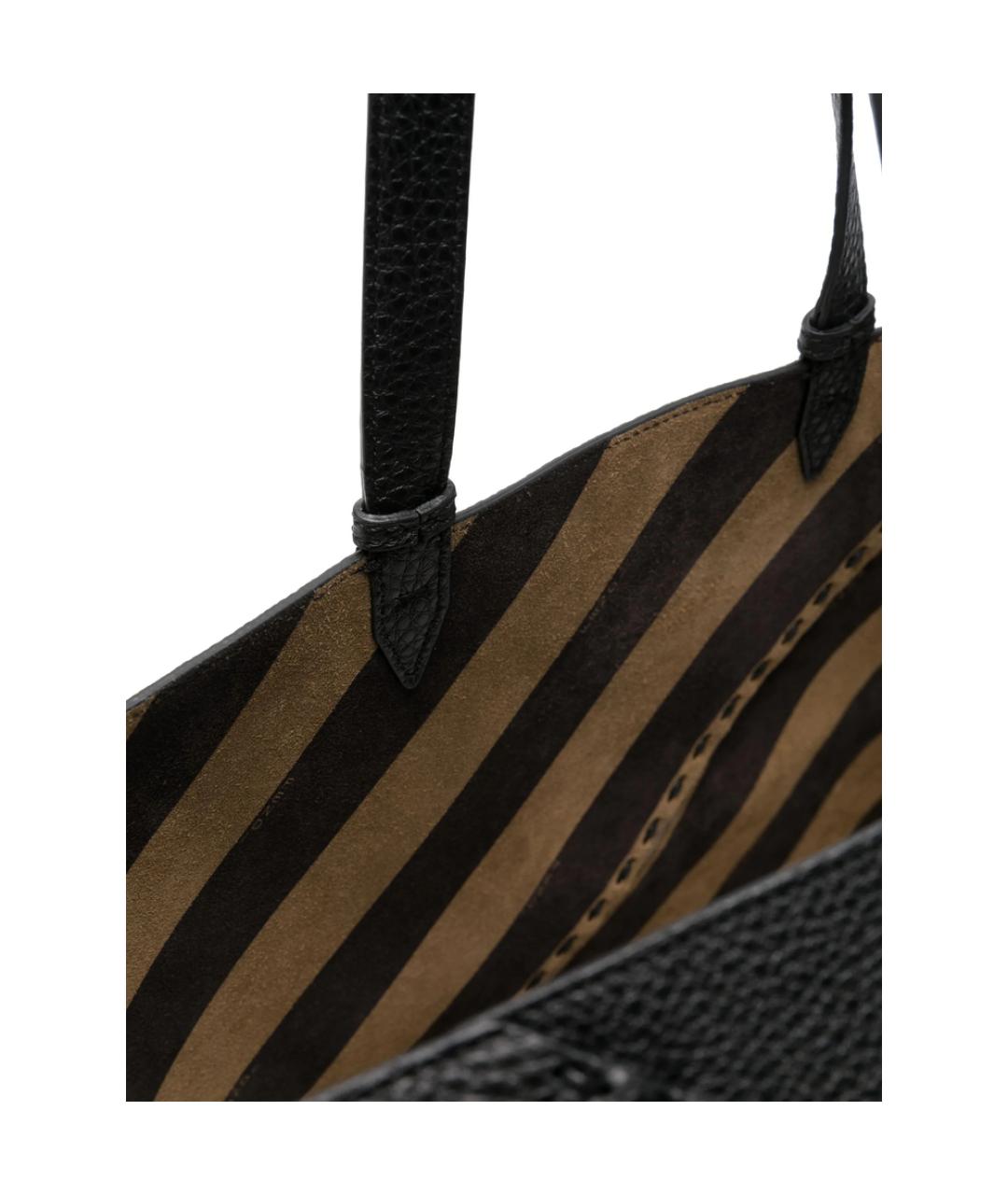 FENDI Черная кожаная сумка тоут, фото 5